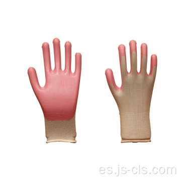 Serie de jardín Guantes de nitrilo forrado de poliéster en polvo blanco